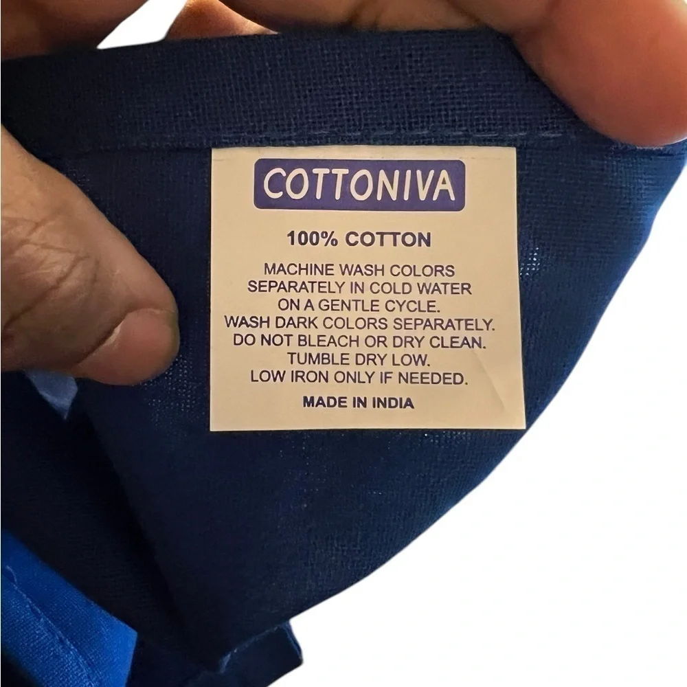 Cottoniva (2) sets of (6) napkins - Gray & Navy Blue - NWOT